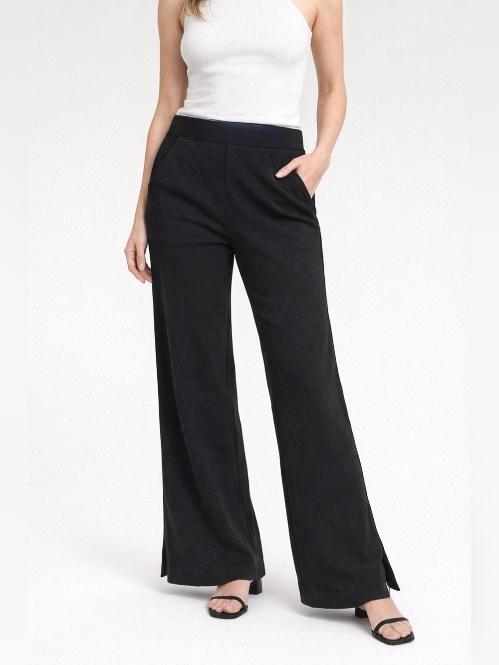 Black High-Waist Wide-Leg Black Pants High Hopes Size Medium